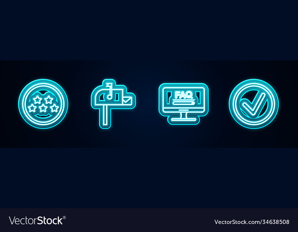 Set line five stars rating review open mail box Vector Image Set line five stars rating review open mail box