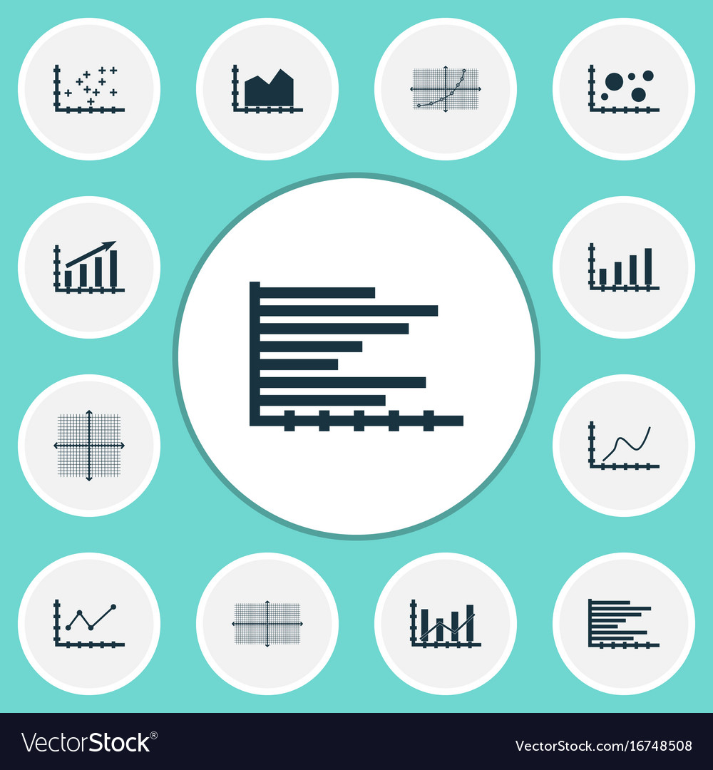 Set of graphs diagrams and statistics icons