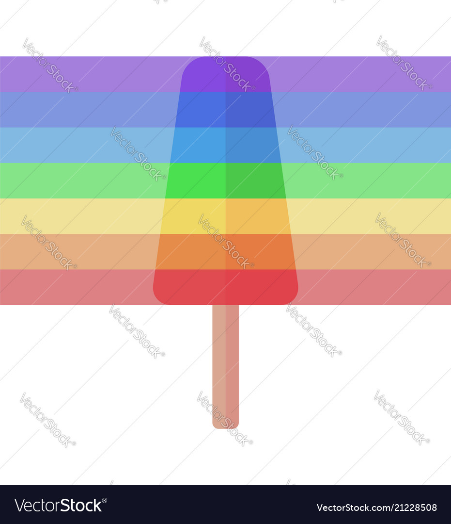 Simple of rainbow ice cream on stick