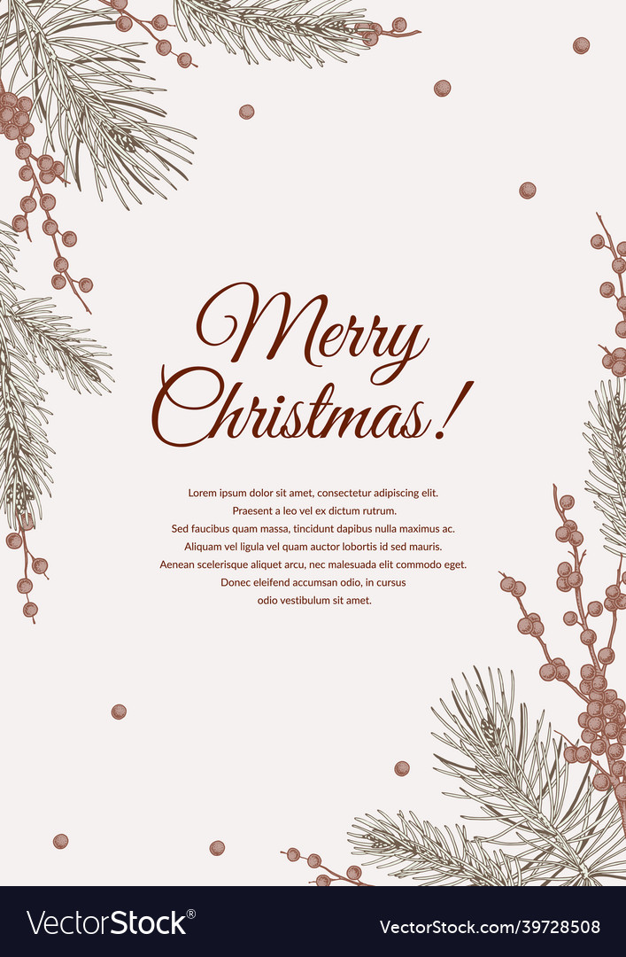 Vertical hand drawn merry christmas and happy new Vector Image