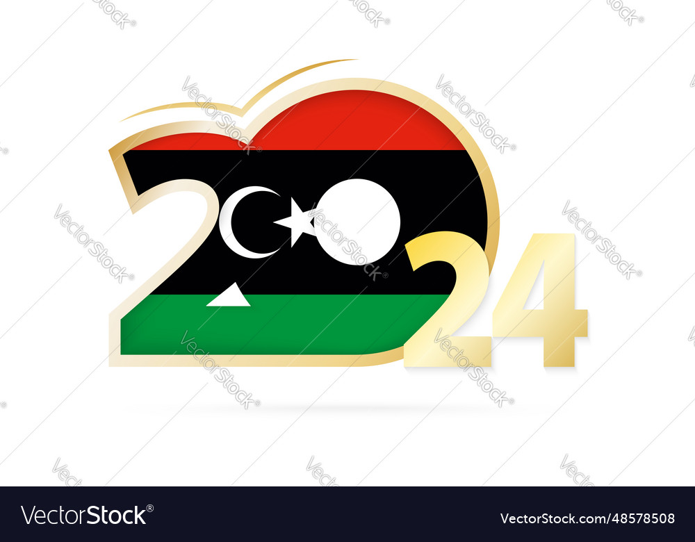 Year 2024 with libya flag pattern Vector Image Year 2024 with libya flag pattern