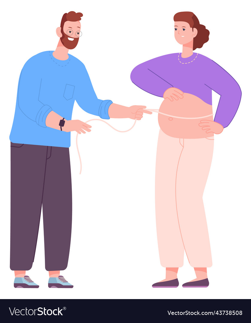 Junge Frau zeigt schwangeren Bauch zu glücklich Baby vector image Junge Frau zeigt schwangeren Bauch zu glücklich Baby