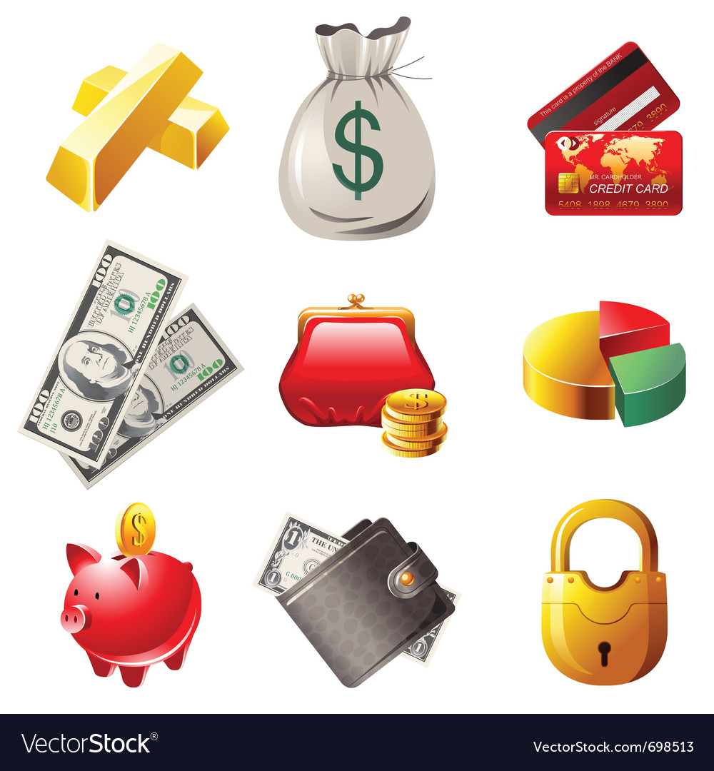 9 highly detailed money icons Royalty Free Vector Image