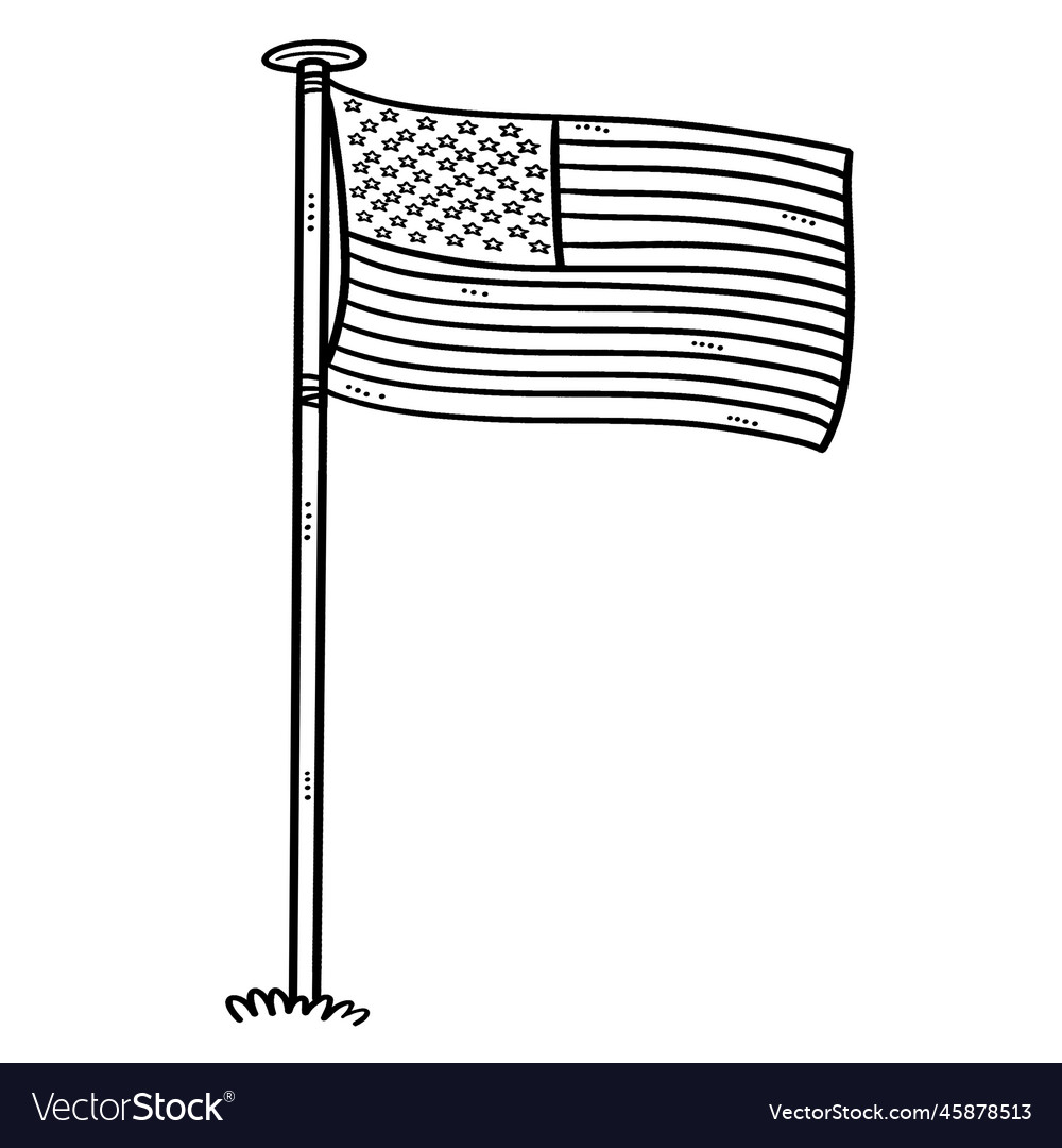 American flag isolated coloring page for kids