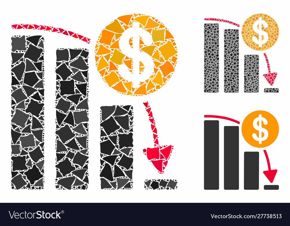 Bitcoin falling acceleration graph mosaic icon Vector Image Bitcoin falling acceleration graph mosaic icon
