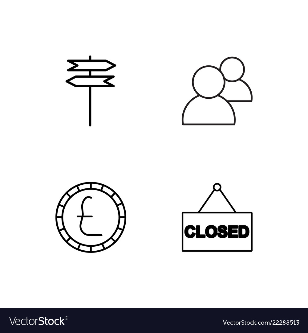 Business simple outlined icons set