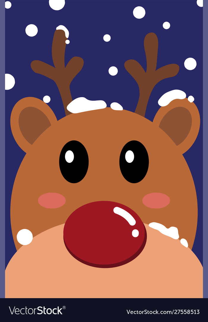 Close up reindeer face with snow in blue Vector Image