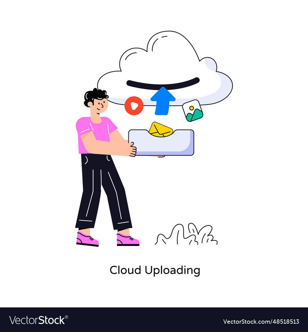 Cloud uploading flat style design