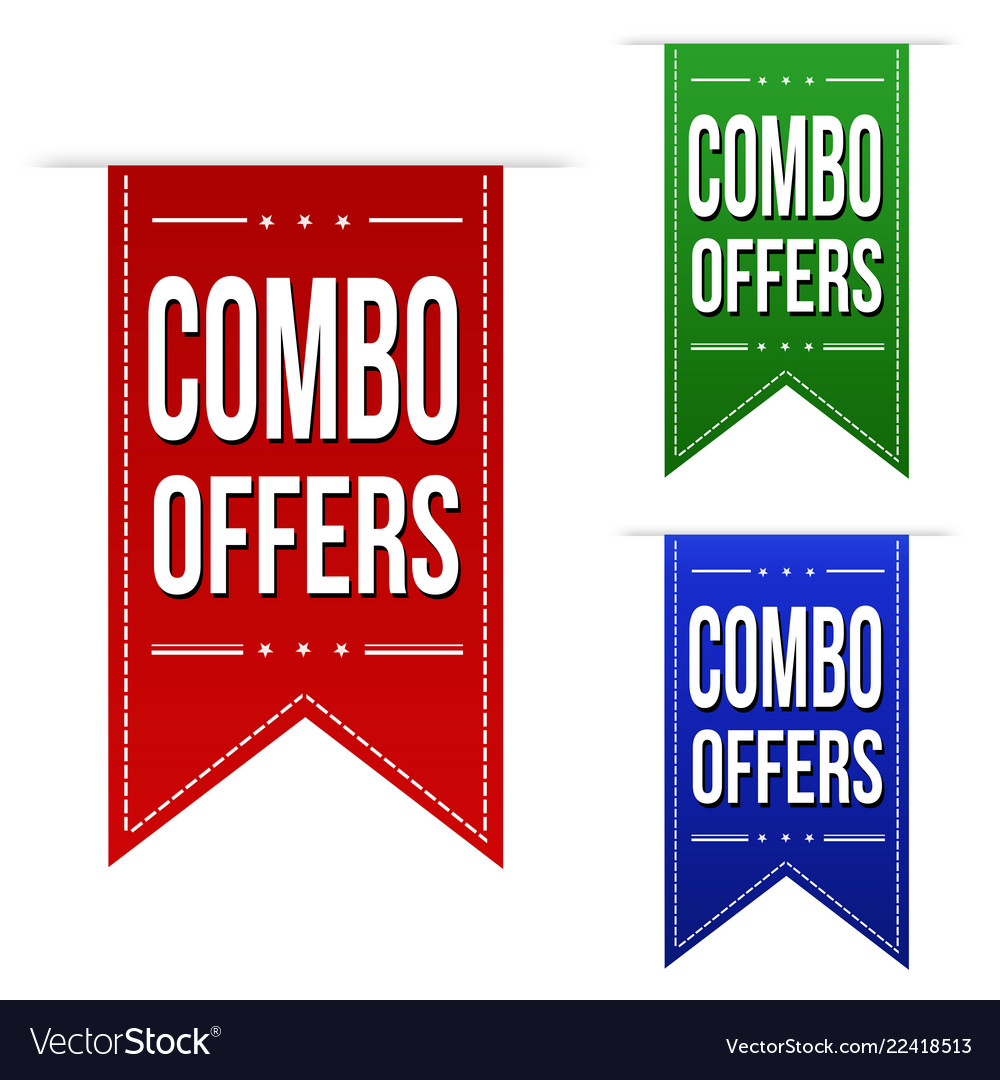 Combo offers label or sticker on white background, vector