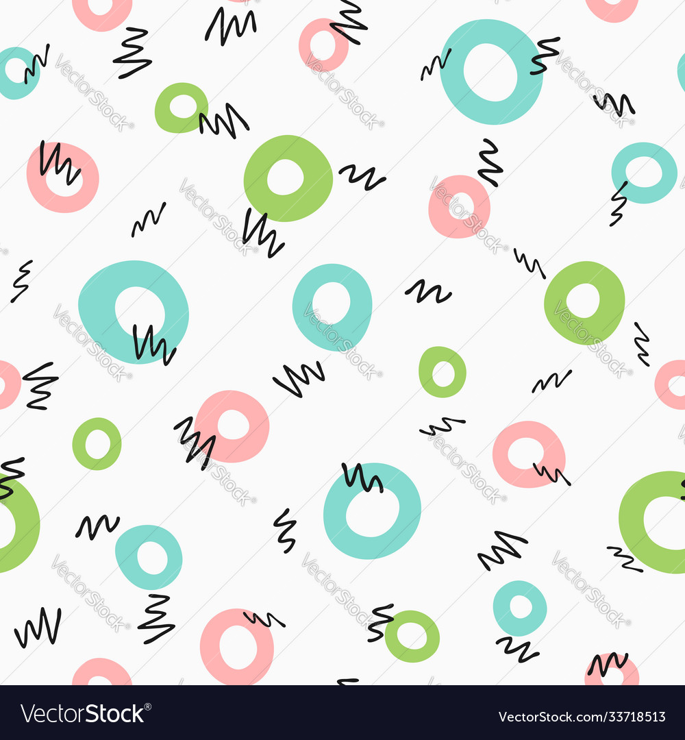 Cute seamless pattern with circles and abstract vector image Cute seamless pattern with circles and abstract