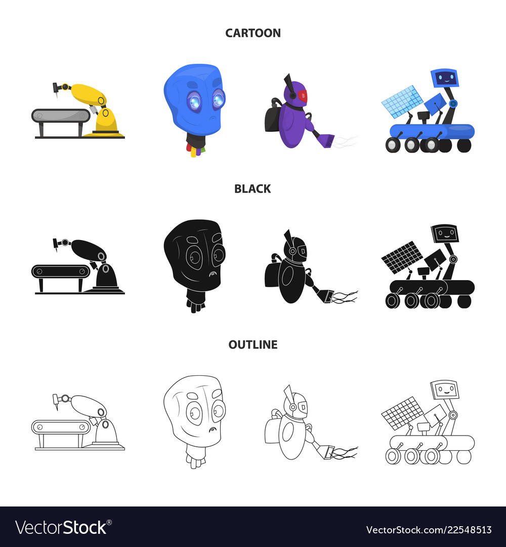 Design of robot and factory icon set vector image Design of robot and factory icon set
