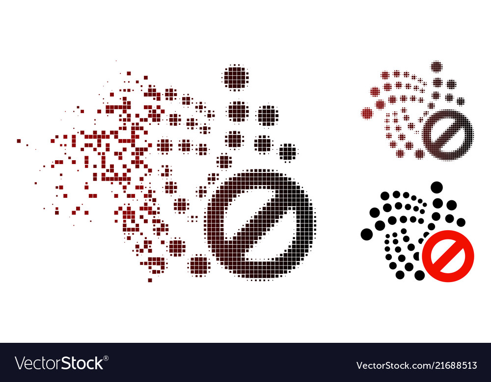 Disintegrating pixelated halftone stop iota icon Vector Image Disintegrating pixelated halftone stop iota icon