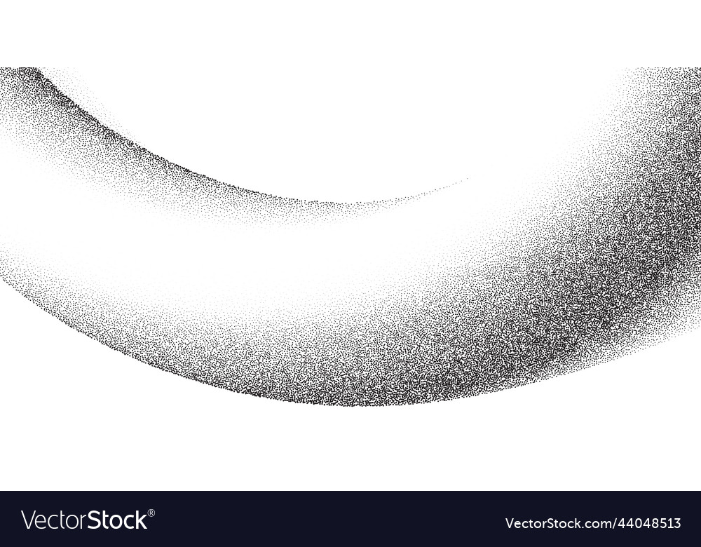 Dotwork swoosh pattern background black noise vector image Dotwork swoosh pattern background black noise