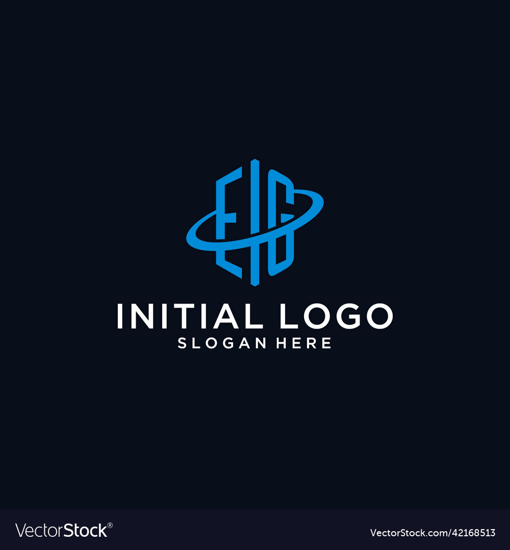 Eg initial monogram logo with hexagonal shape