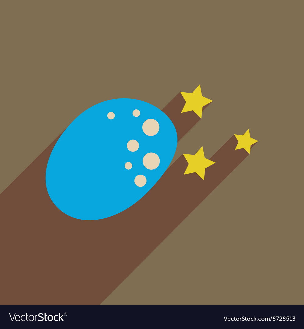 Flat web icon with long shadow meteorite stars