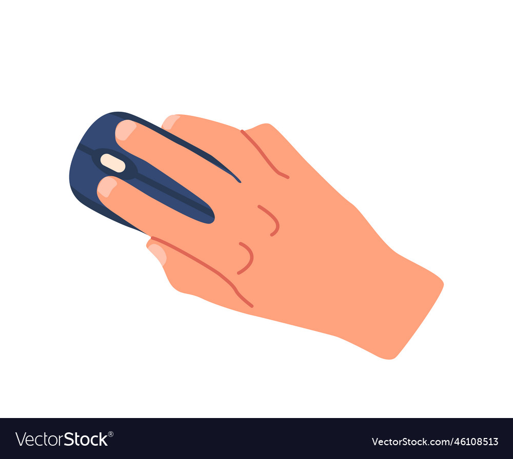 Human Hand Hold Computer Mouse In Relaxed Vector Image 0579