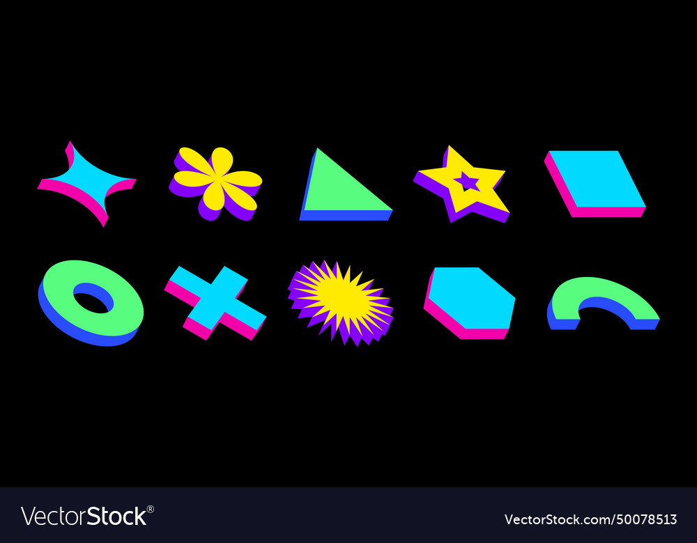 Isometric shape set volumetric geometric object Vector Image