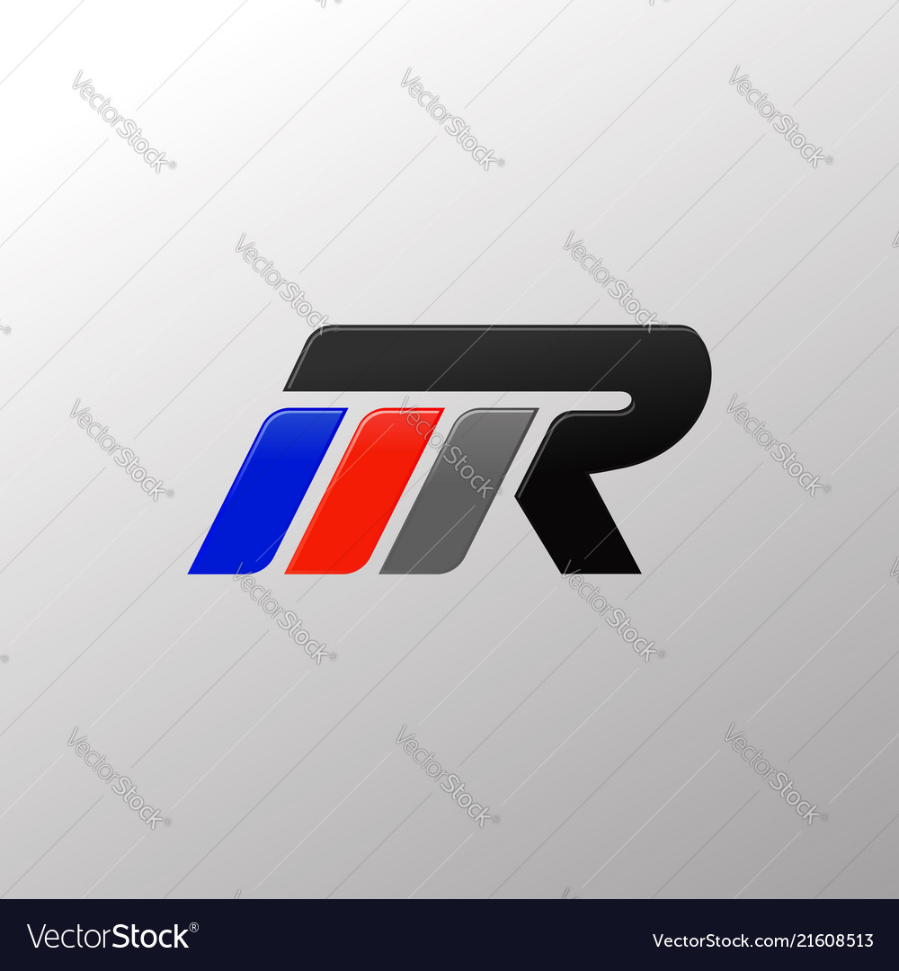 letter mr racing logo design template royalty free vector
