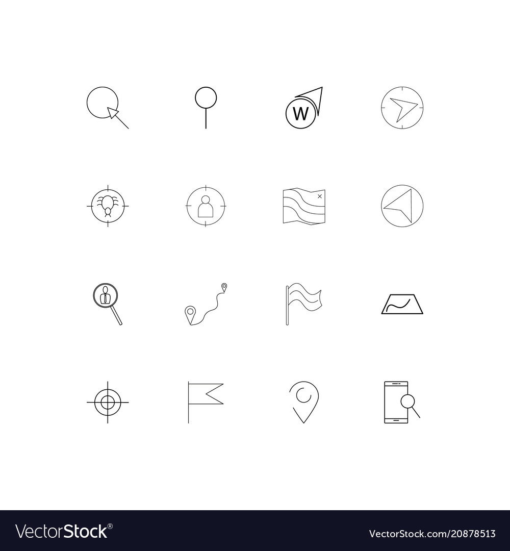 Maps and navigation linear thin icons set