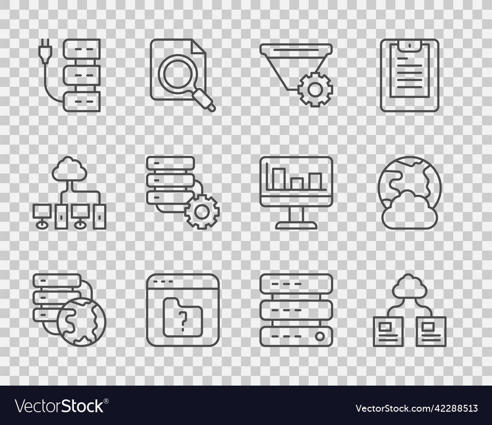 Set line network cloud connection vector image Set line network cloud connection
