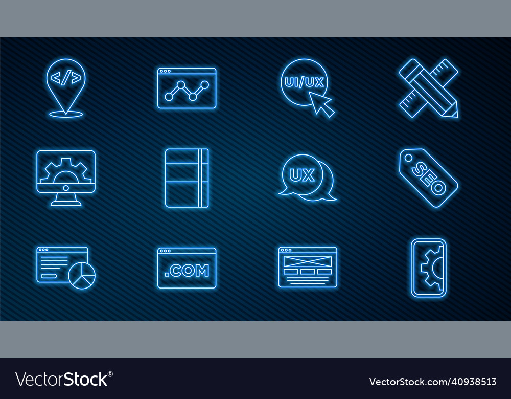 Set line web development seo optimization ui Vector Image Set line web development seo optimization ui