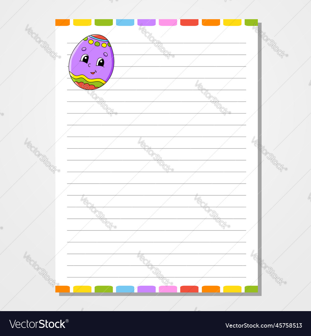 Sheet template for notebook notepad diary lined