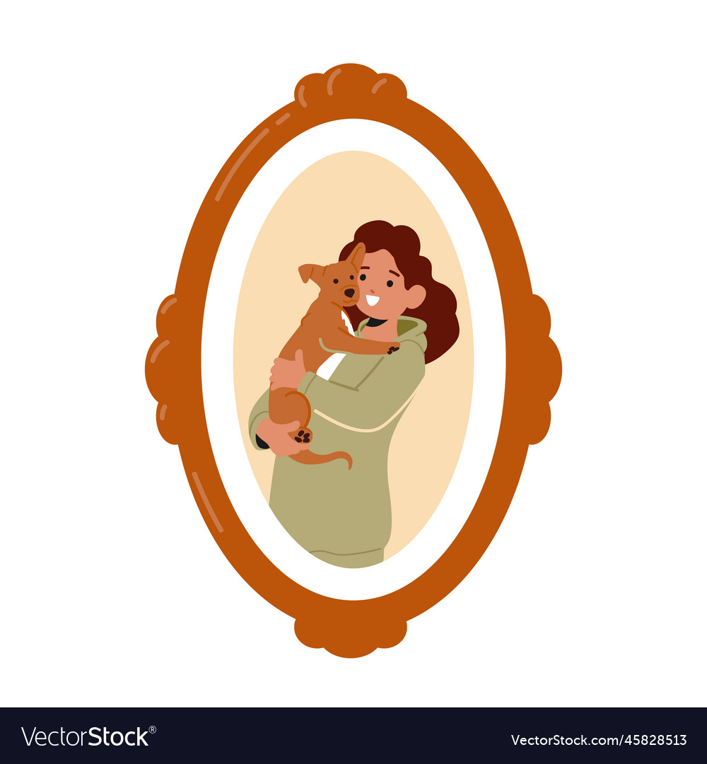 Smiling Girl with Pet - Cartoon Portrait