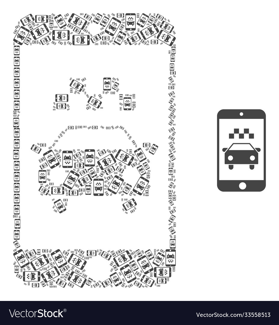 Taxi smartphone application recursion mosaic vector image Taxi smartphone application recursion mosaic