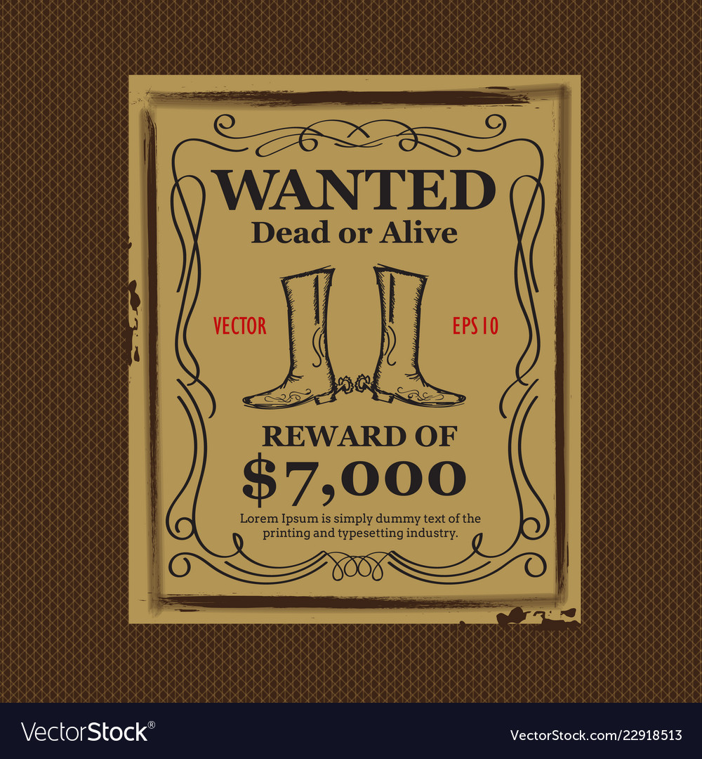 Wanted Dead Or Alive Vintage Western Poster -Metal Sign For Indoor or  Outdoor