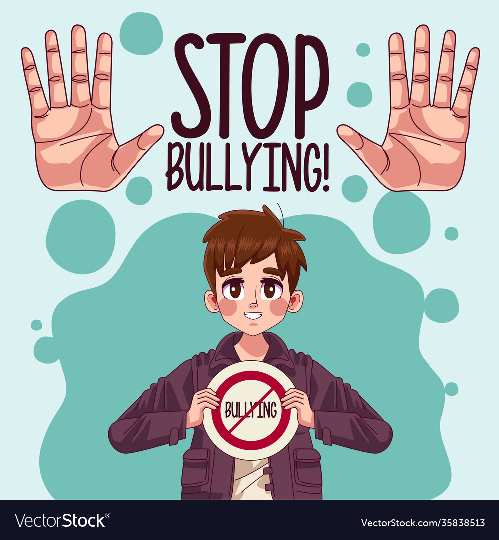 Young teenager boy with stop bullying signal Vector Image