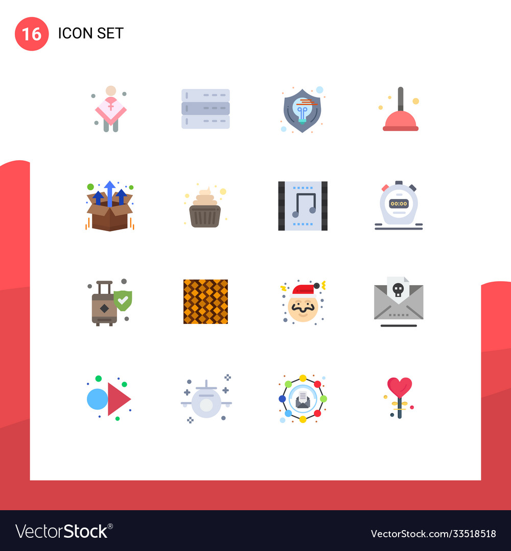 16 user interface flat color pack modern signs Vector Image