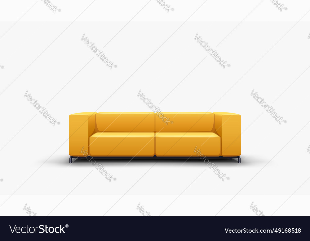 A modern yellow color sofa front view Royalty Free Vector