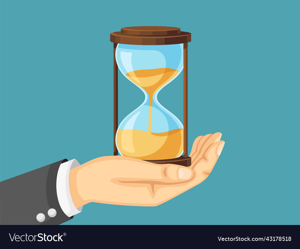 Businessman Hand Holding Hourglass Time Royalty Free Vector