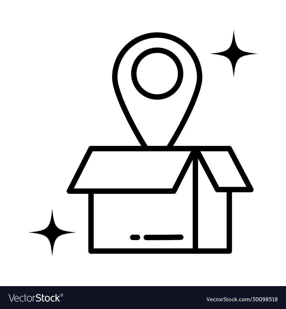 Cardboard box with pointer place line style
