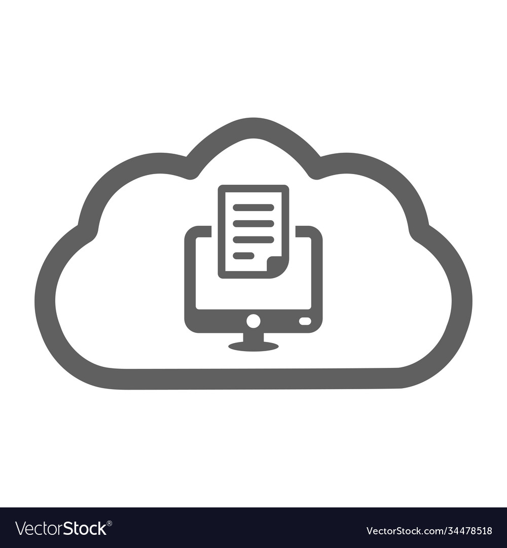 Cloud computer document storage icon gray color