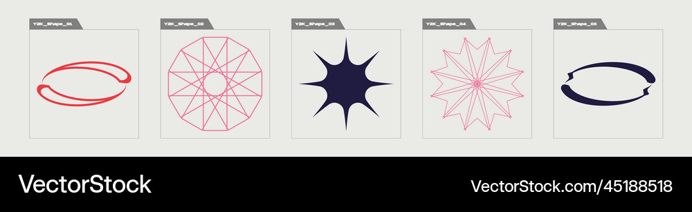 Collection of y2k elements rave psychedelic retro Vector Image