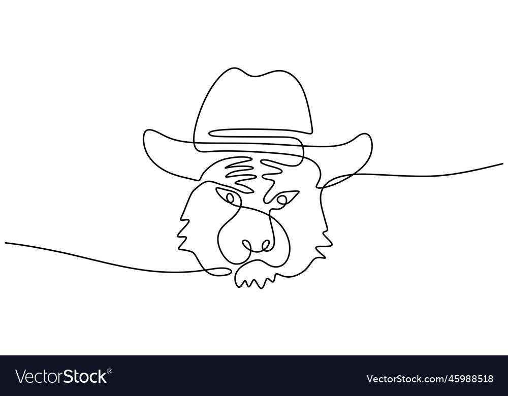 Continuous one single line of tiger head using vector image Continuous one single line of tiger head using