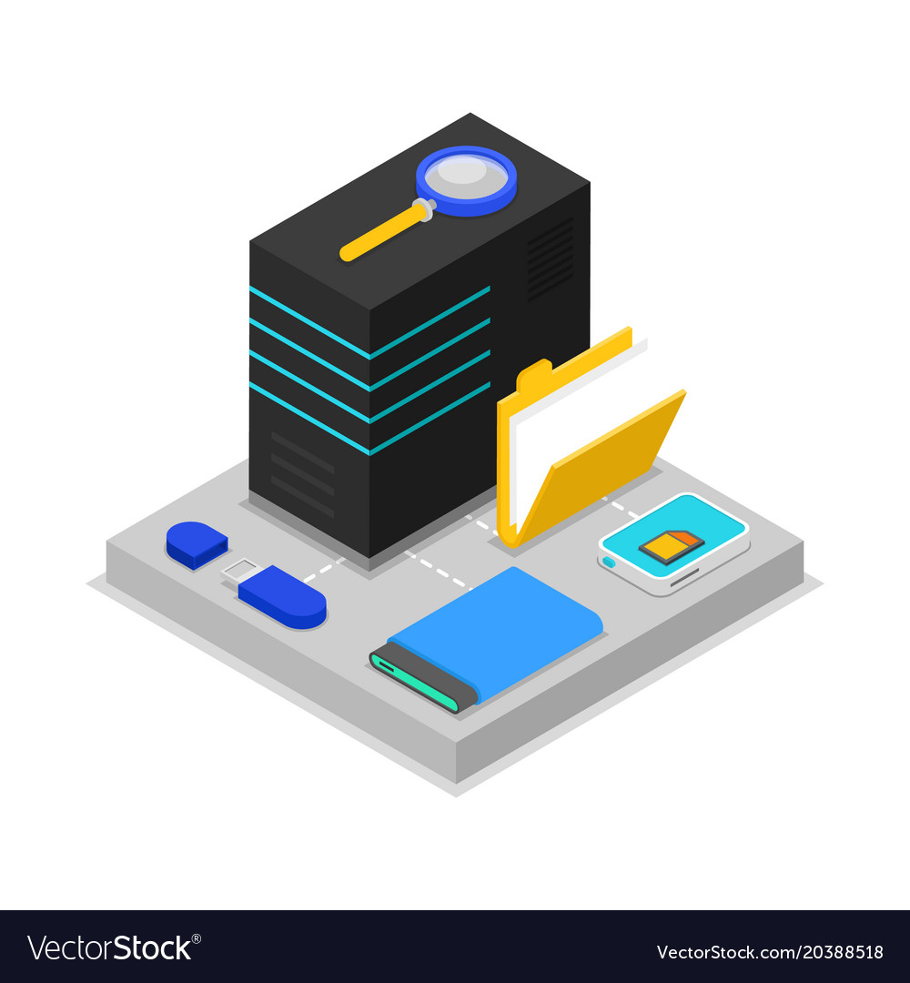 Data centre isometric 3d icon Royalty Free Vector Image