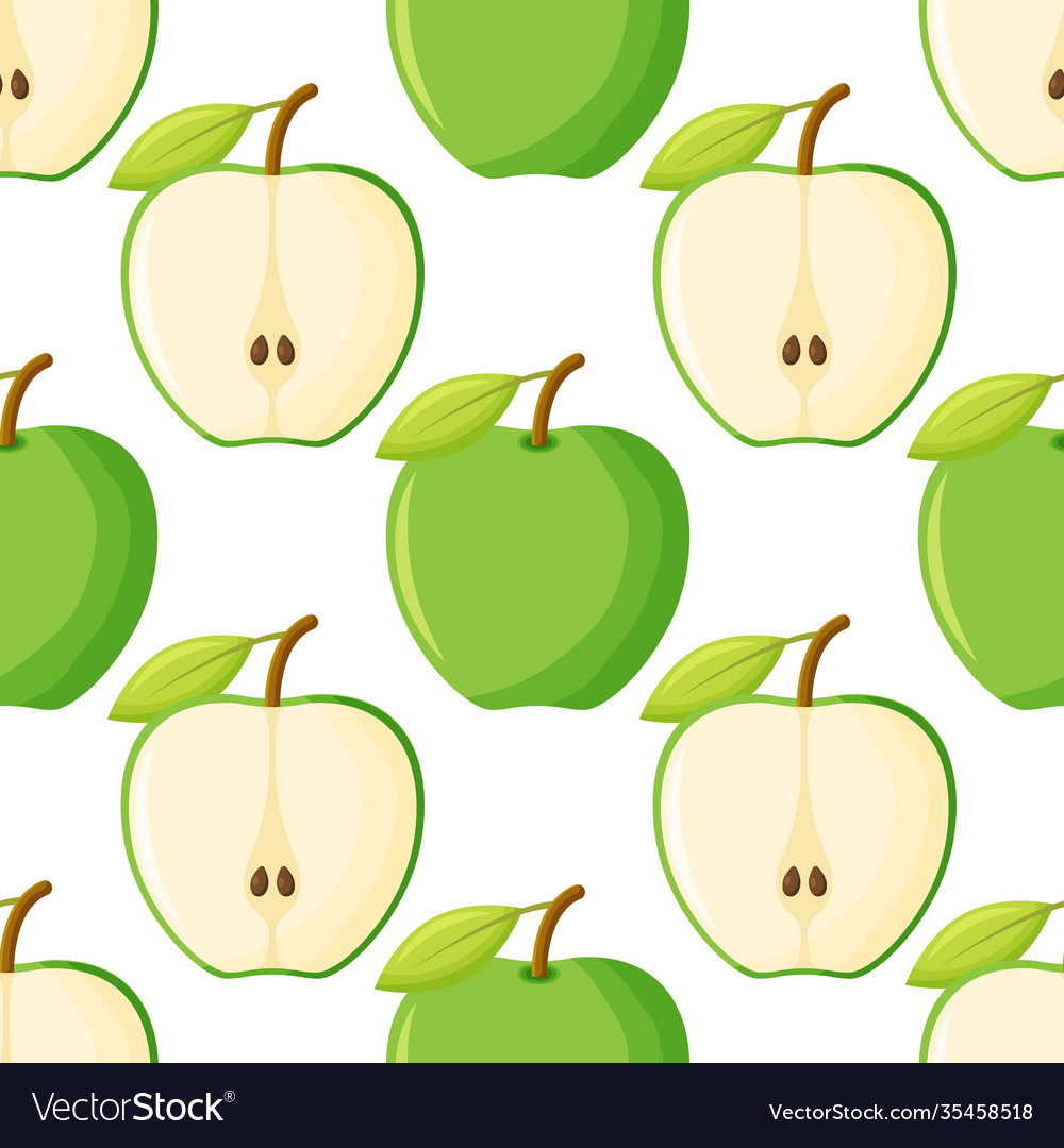 Green apples pattern tile repeating print vector image Green apples pattern tile repeating print