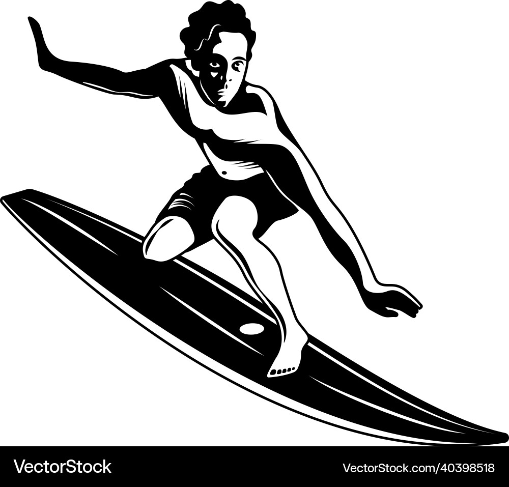 Hand drawn surfer composition Royalty Free Vector Image