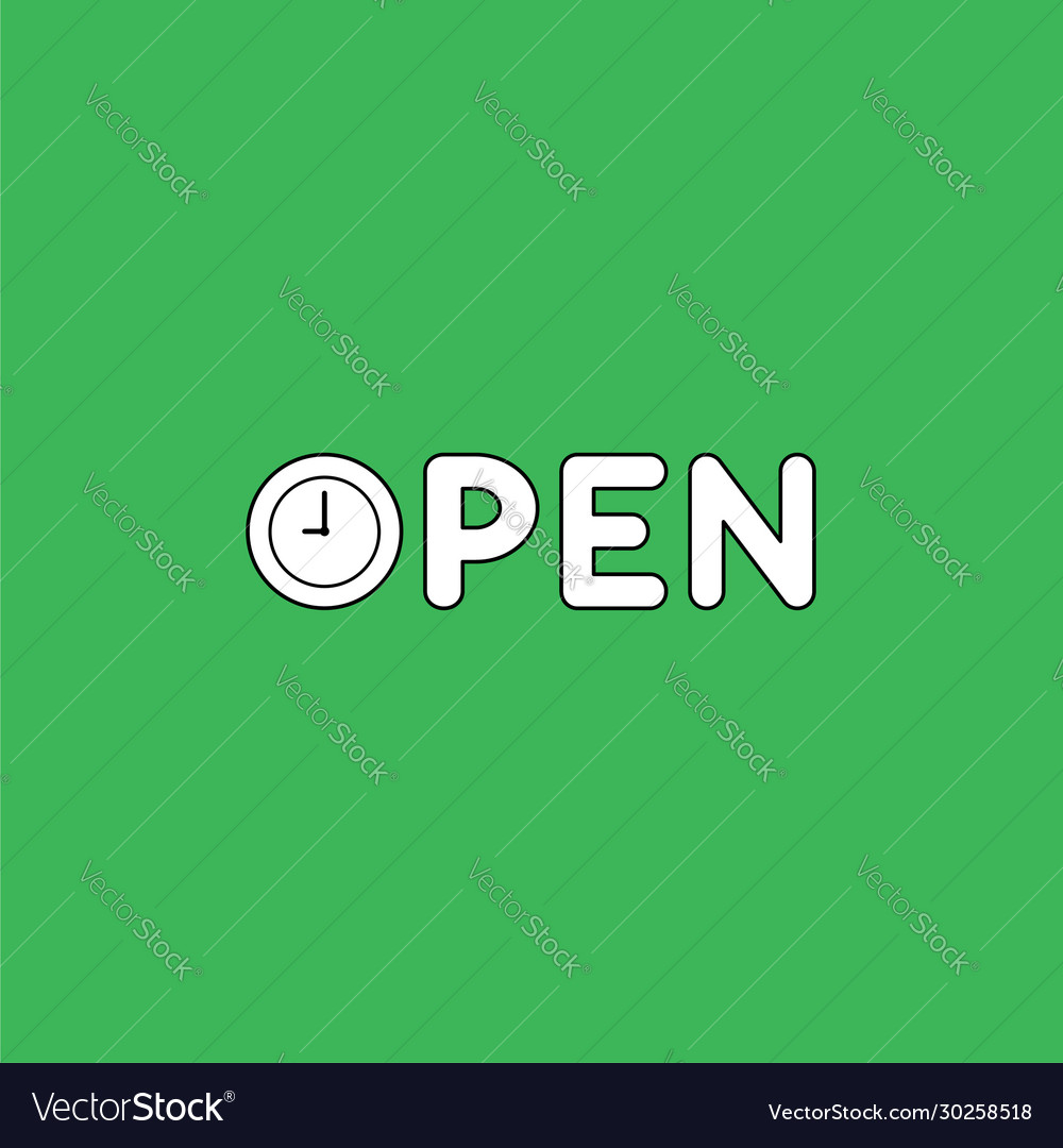 Icon concept open text with clock time shows 9