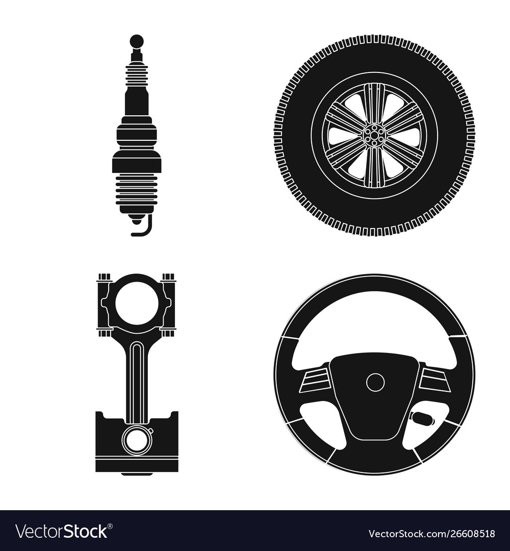 Isolated object auto and part sign set vector image Isolated object auto and part sign set
