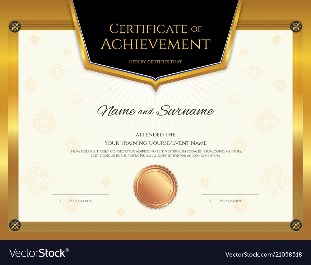 Luxury certificate template with elegant border Vector Image Regarding Love Certificate Templates