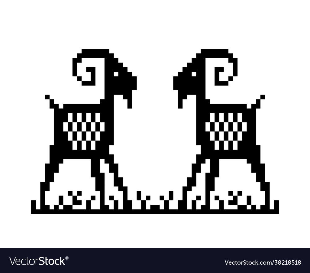 Pixel image twin goats for 8 bit game assets