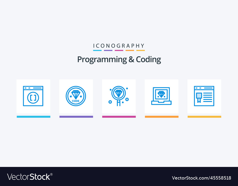 Programming and coding blue 5 icon pack including