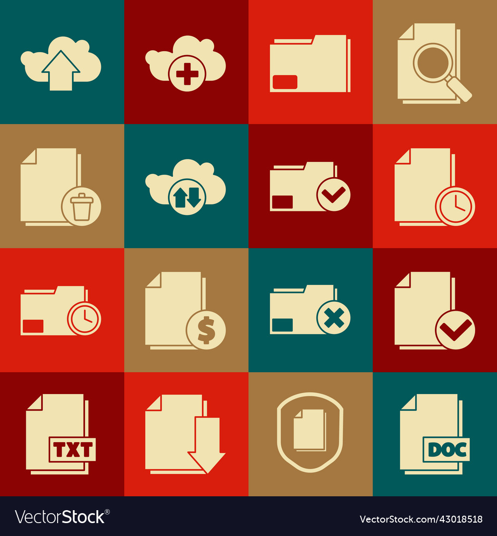 Set doc file document and check mark vector image Set doc file document and check mark