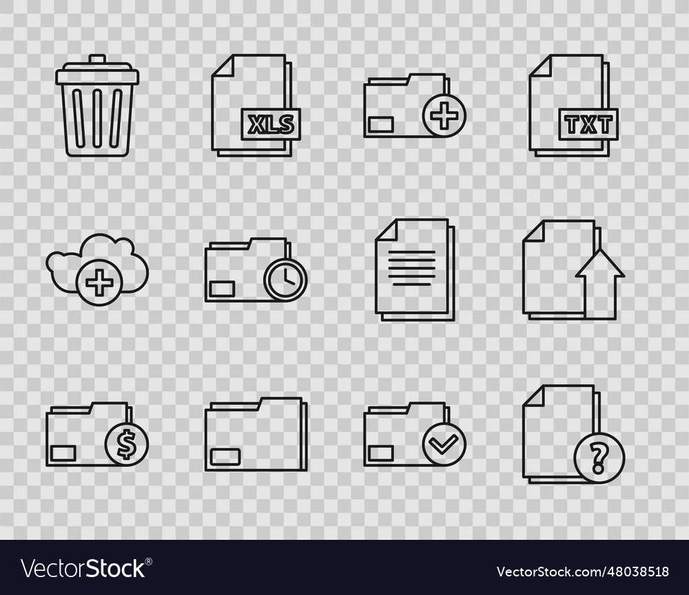 Set line finance document folder unknown add new Vector Image Set line finance document folder unknown add new