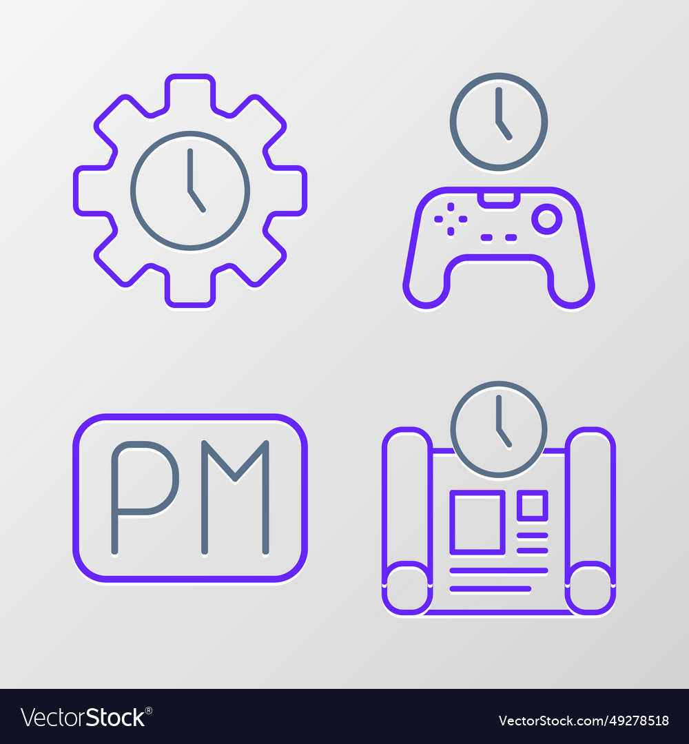 Set line project time plan day gamepad vector image Set line project time plan day gamepad