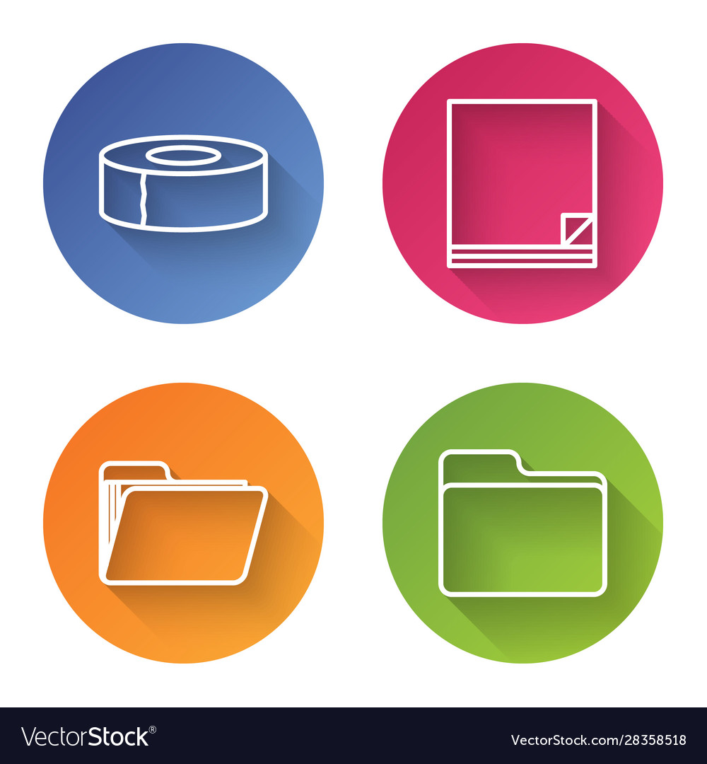 Set line scotch file document folder vector image Set line scotch file document folder