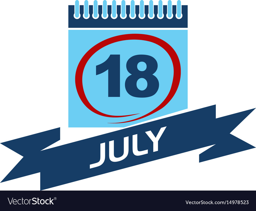 18 july calendar with ribbon